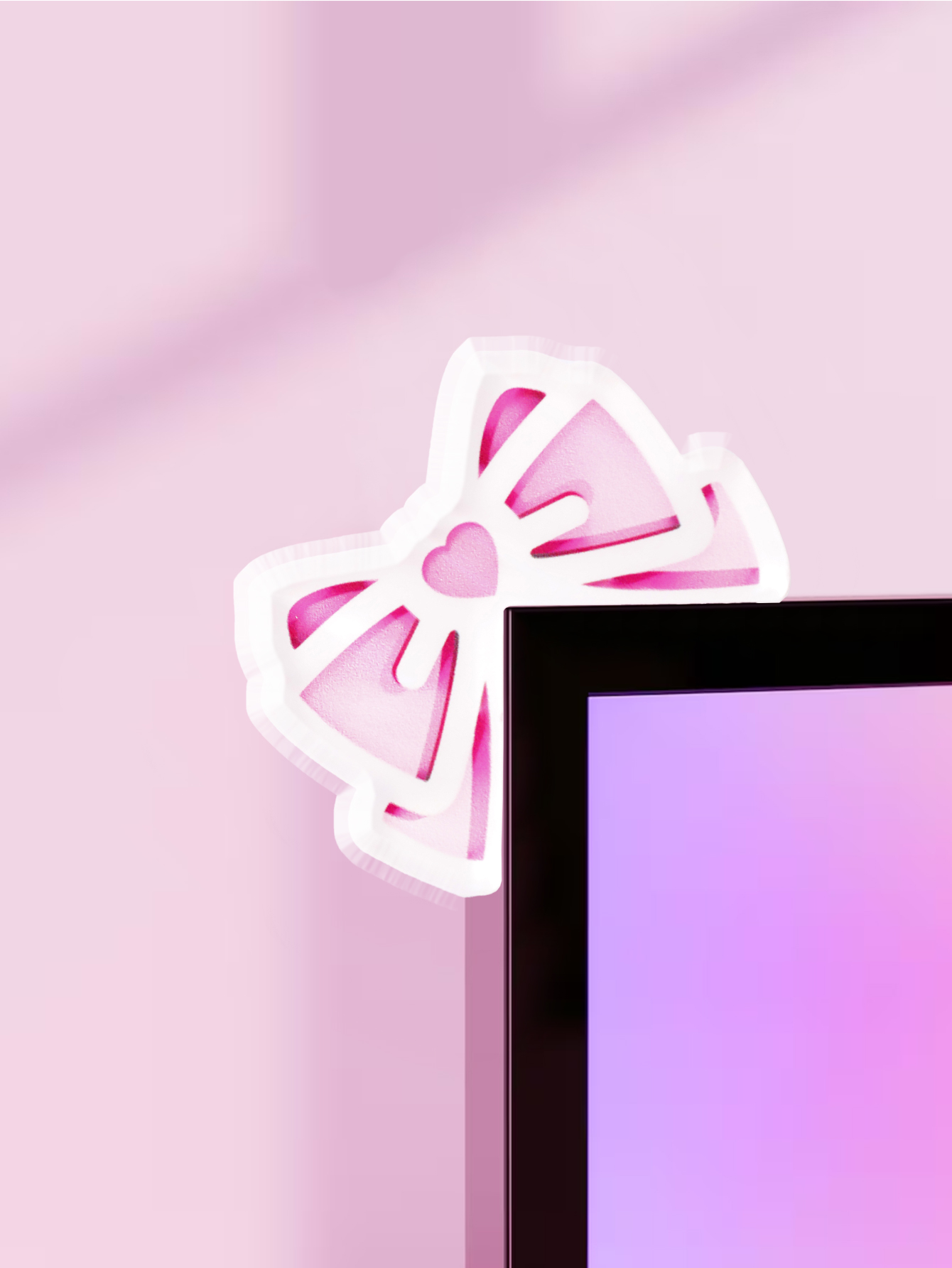 Gaming Accessories Kawaii - Kawaii Bow Monitor Decor Pink Acrylic
