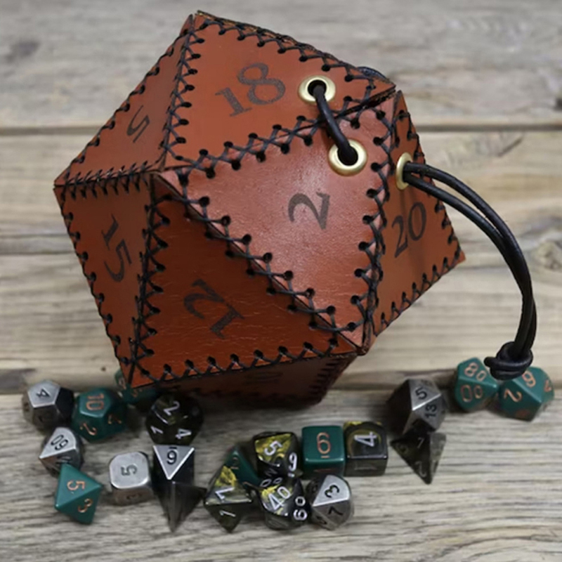 Leather D20 Dice Bag Polygonal - Gaming Accessories Gift Ideas 评论和价格