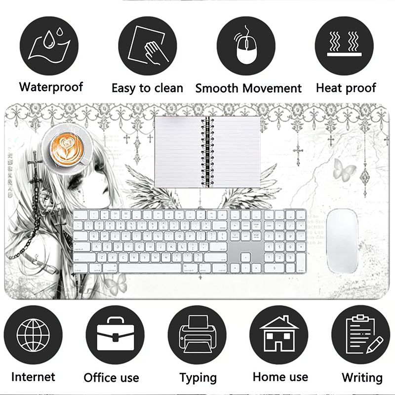 Leather Mousepad Black White A - Gaming Accessories Keyboards 评论和价格